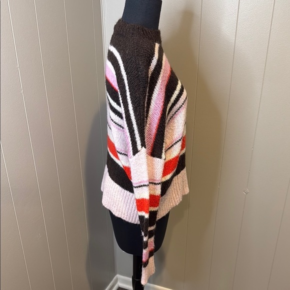 Z Something Navy Women’s Small Pink and Red Striped Crew Neck Sweater - Picture 3 of 5